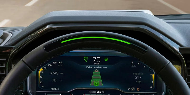 Digital dashboard showing 70 mph